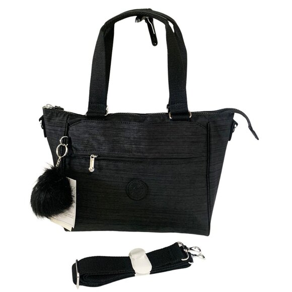 brand new vintage Kipling REVIR tote multi-use crossbody bag linen black - Picture 3 of 13